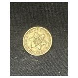 1852 silver Trime three cent piece