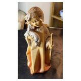 Wooden angel with sheep  figurine by E Simohoth,