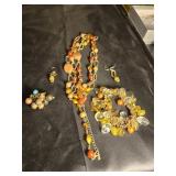 Necklace bracelet ring and earrings