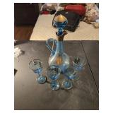Beautiful carnival glass decantor set