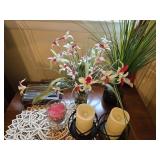 Pair of candleholders pair of flower arrangements