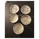 3 porcelain bowls and 2 saucers