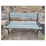 Small rod iron wood bench