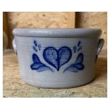 Blue and gray Stoneware pottery Crock Heart