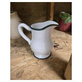 Hand painted green and white vase