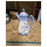 Blue and white teapot, 8 inches