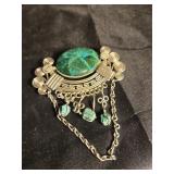 Silver and turquoise broach