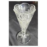 Tall slender fancy vase approx 8.5 inches tall