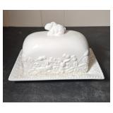 Butter dish with rabbit design