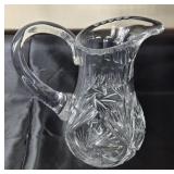 Cut glass pitcher with applied glass handle 10