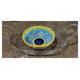 Wire bread basket and a handmade bowl