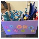 Purple box of miscellaneous stuff: greeting