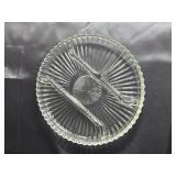 Clear divided serving plate 10 inches diameter