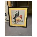 Pretty yellow trim rooster print, 15x16