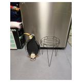 Metal penguin statue, approximately 16 inches and