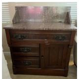 Marble top wash basin, 32x18, 28 inches tall