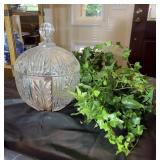 Crystal punchbowl, 12 inches tall, has place for