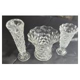 Pair of American Fostoria vases plus another vase