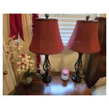 Pair of lamps candle holders and flower