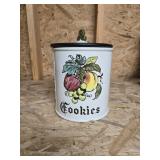 Fruit pattern cookie jar by Metlox