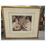Print of ladies and flowers, 28x26