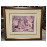 Print of little girl praying with dog and cat