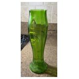 Green vase, 11 inches