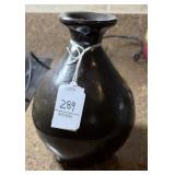 Black pottery vase, 6 inches