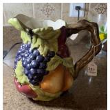 Home Interior fruit pattern pitcher, 10 inches