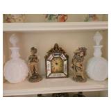 Pair of glass decorative bottles plus pair of