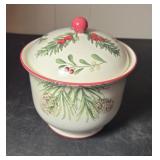 Covered server with Holly design, approximately 4