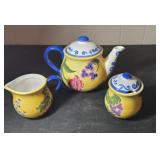 Creamer, sugar and pitcher set