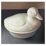 Serving duck dish by California pottery