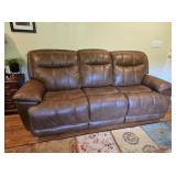 Brown 3 seat Sofa mechanical recliner.