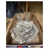Group of glass, including candle holders and