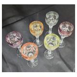 6 Bohemian cut glass stems approx 4.5 inches