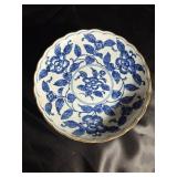 Pair of blue & white floral plates 9 inches