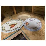 An apple platter, and four plates