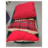 Tote of miscellaneous pillows
