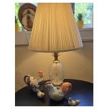 Contents of table, lamp, etc