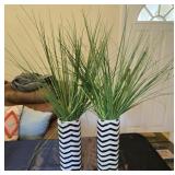 Pair of vases with greenery , approximately 13