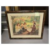 Print of lady reading to children, 18x17