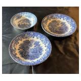 Grouping of blue and white bowls