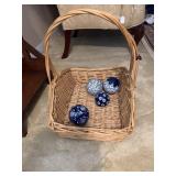 Large basket with glass balls