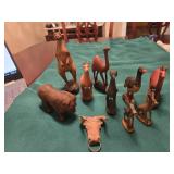 10 hand carved animals