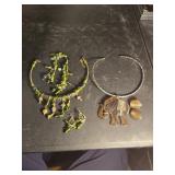 Elephant necklace and earrings plus green