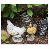 Group of chickens and a jar