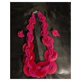Hot pink necklace and earrings