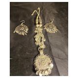Silver necklace and earrings