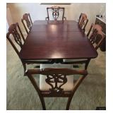 Cherry dining room table with set of 6 chairs.